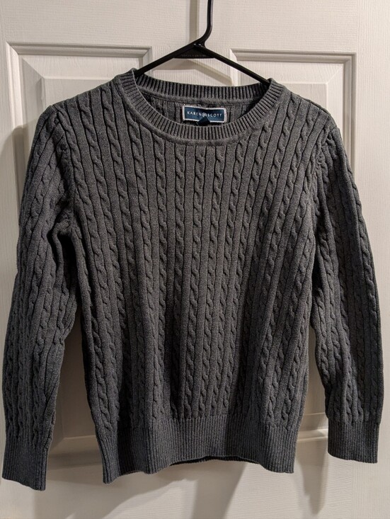 Karen Scott Sweaters - Karen Scott Textured Cable Knit Grey Sweater